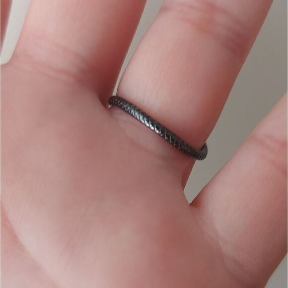 Platinum Plated 925 Sterling Silver Black Snake Ring - Picture 6 of 9